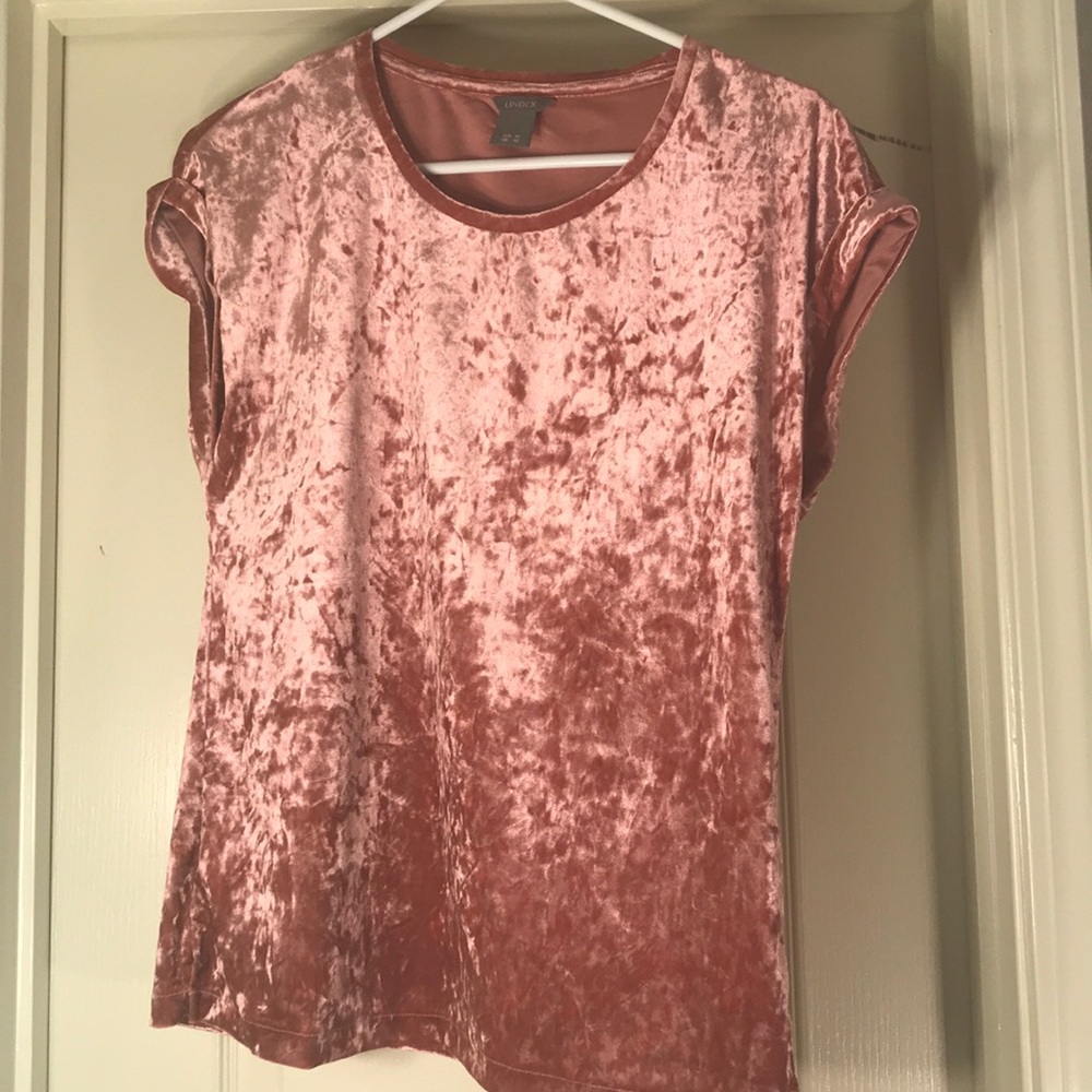 suede pink short sleeve top